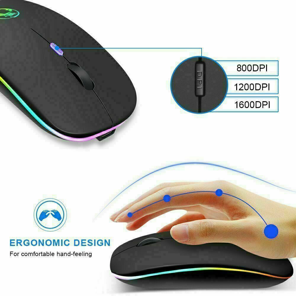 Ultra-Thin Dual Mode Bluetooth 5.1 & 2.4G Rechargeable Backlit Wireless Mouse LGMS007 - with | Sold by Uncle Wiener's Wholesale