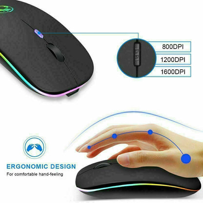Ultra-Thin Dual Mode Bluetooth 5.1 & 2.4G Rechargeable Backlit Wireless Mouse LGMS007 - with | Sold by Uncle Wiener's Wholesale