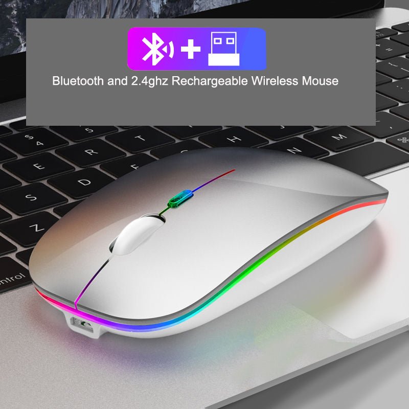 Ultra-Thin Dual Mode Bluetooth 5.1 & 2.4G Rechargeable Backlit Wireless Mouse LGMS007 - with | Sold by Uncle Wiener's Wholesale