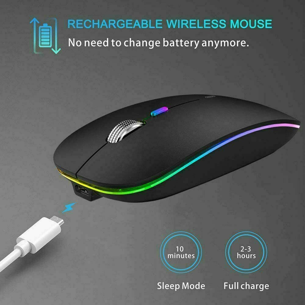 Ultra-Thin Dual Mode Bluetooth 5.1 & 2.4G Rechargeable Backlit Wireless Mouse LGMS007 - with | Sold by Uncle Wiener's Wholesale