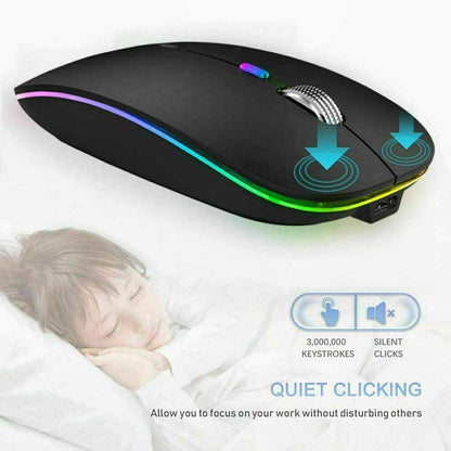 Ultra-Thin Dual Mode Bluetooth 5.1 & 2.4G Rechargeable Backlit Wireless Mouse LGMS007 - with | Sold by Uncle Wiener's Wholesale