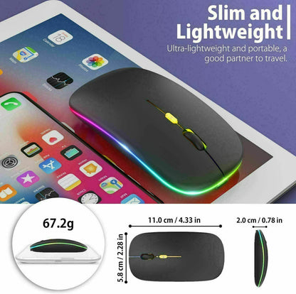 Ultra-Thin Dual Mode Bluetooth 5.1 & 2.4G Rechargeable Backlit Wireless Mouse LGMS007 - with | Sold by Uncle Wiener's Wholesale