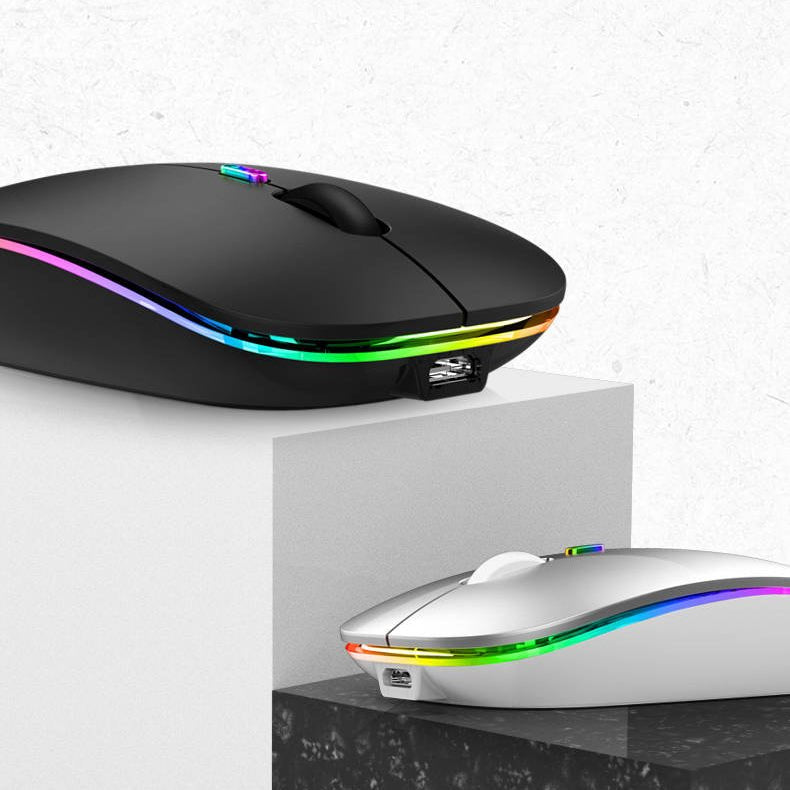 Ultra-Thin Dual Mode Bluetooth 5.1 & 2.4G Rechargeable Backlit Wireless Mouse LGMS007 - with | Sold by Uncle Wiener's Wholesale