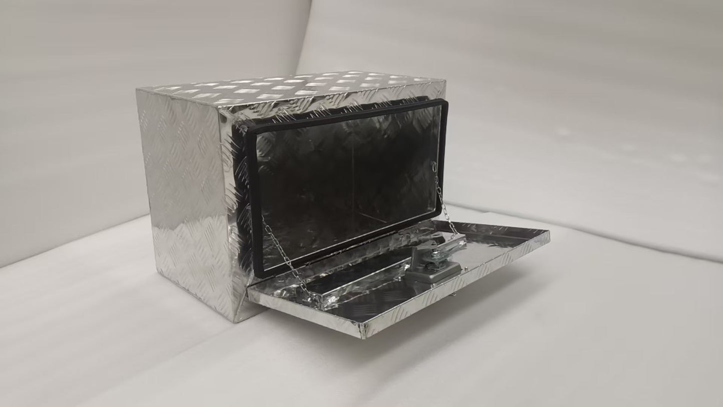 Underbody Aluminum Tool Boxes for Trailers & Trucks – 24, 36, 48 – Black & Silver Heavy - Duty Lockable Storage with Keys - with 24" Silver | Sold by Uncle Wiener's Wholesale