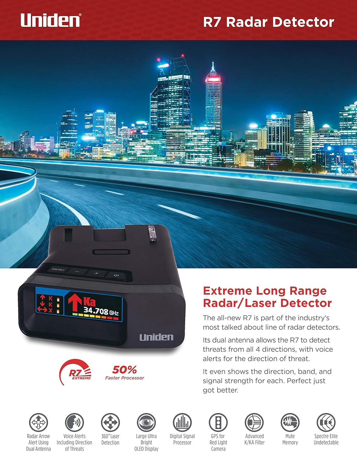 Uniden R7 Long Range Radar Laser Detector with GPS and Directional Arrows - Electronics with | Sold by Uncle Wiener's Wholesale