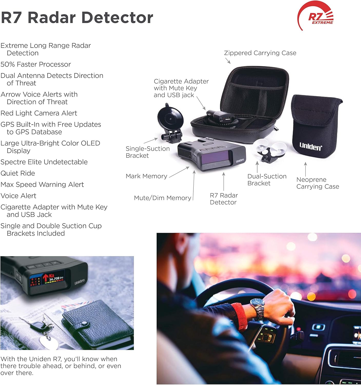 Uniden R7 Long Range Radar Laser Detector with GPS and Directional Arrows - Electronics with | Sold by Uncle Wiener's Wholesale