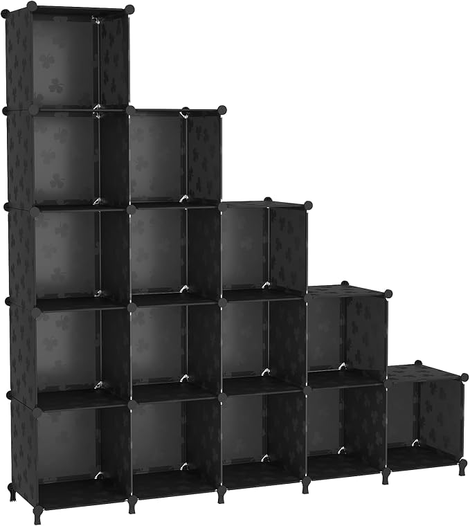 UNKU 16-Cube Storage Organizer – Modular Stackable Closet Shelving & DIY Bookcase for Bedroom, Living Room, Office & Home Storage - Furniture with | Sold by Uncle Wiener's Wholesale