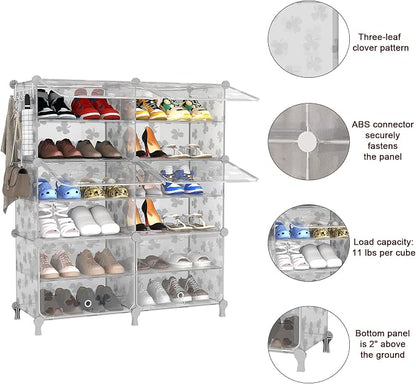 UNKU Cube Clear Shoe Rack Organizer – 12-Compartment Plastic Shoe Storage Cabinet for Closet, Bedroom & Entryway - Furniture with | Sold by Uncle Wiener's Wholesale