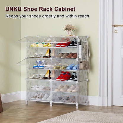 UNKU Cube Clear Shoe Rack Organizer – 12-Compartment Plastic Shoe Storage Cabinet for Closet, Bedroom & Entryway - Furniture with | Sold by Uncle Wiener's Wholesale
