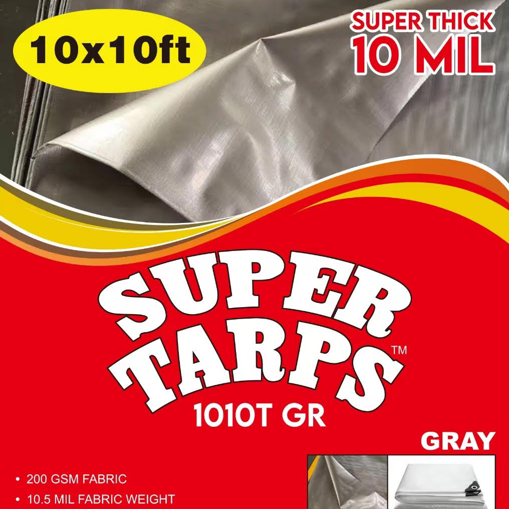 10x20 FT Gray 10 Mil Super Tarp Packaging – Waterproof Poly Cover
10x10 FT Heavy Duty Gray Tarp for Outdoor Use