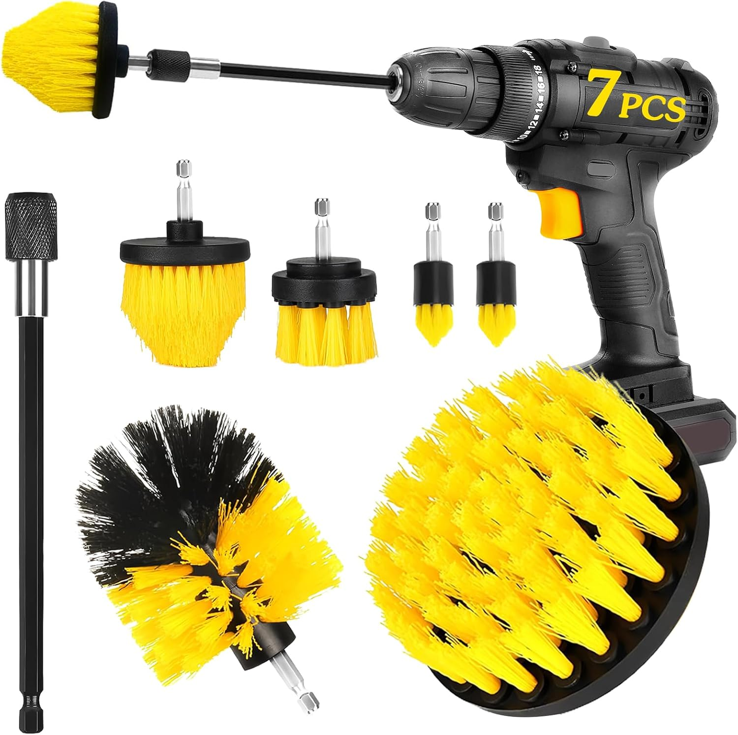New 7 PCS Drill Brush Kit Power Scrubber Cleaning Set for Home Auto 7PCDB