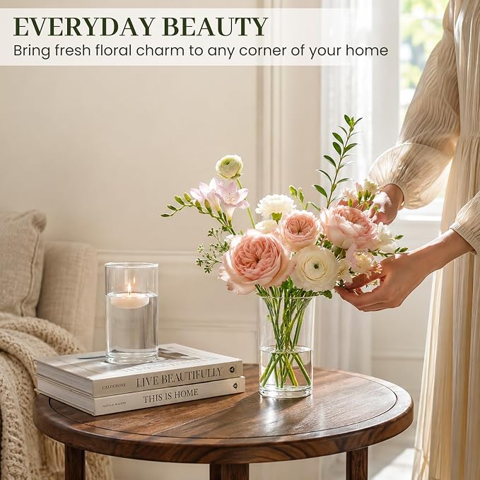 UPBUD 12-Pack Clear Glass Cylinder Vases – 6-Inch Tall Flower Vases & Floating Candle Holders for Wedding Centerpieces, Table Décor & Home Decoration - Home decor with | Sold by Uncle Wiener's Wholesale