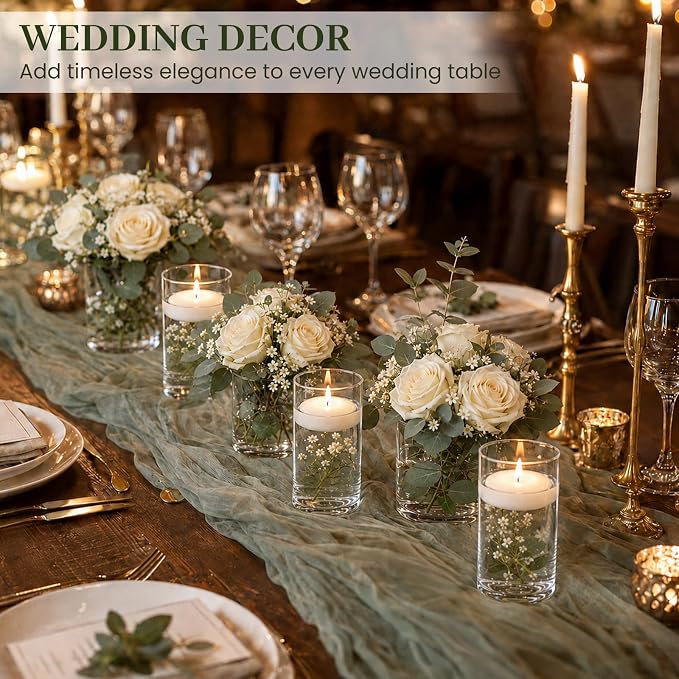 UPBUD 12-Pack Clear Glass Cylinder Vases – 6-Inch Tall Flower Vases & Floating Candle Holders for Wedding Centerpieces, Table Décor & Home Decoration - Home decor with | Sold by Uncle Wiener's Wholesale