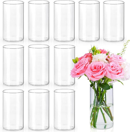 UPBUD 12-Pack Clear Glass Cylinder Vases – 6-Inch Tall Flower Vases & Floating Candle Holders for Wedding Centerpieces, Table Décor & Home Decoration - Home decor with | Sold by Uncle Wiener's Wholesale