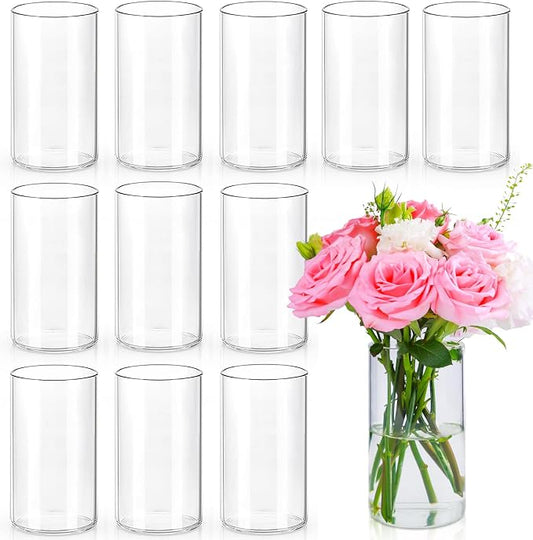UPBUD 12-Pack Clear Glass Cylinder Vases – 6-Inch Tall Flower Vases & Floating Candle Holders for Wedding Centerpieces, Table Décor & Home Decoration - Home decor with | Sold by Uncle Wiener's Wholesale