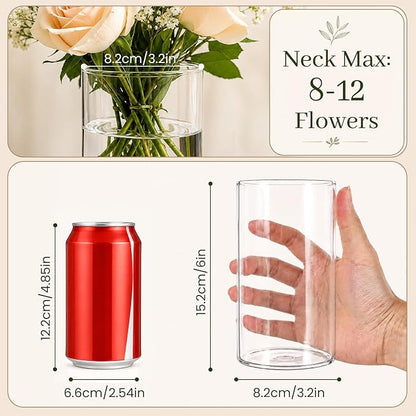 UPBUD 12-Pack Clear Glass Cylinder Vases – 6-Inch Tall Flower Vases & Floating Candle Holders for Wedding Centerpieces, Table Décor & Home Decoration - Home decor with | Sold by Uncle Wiener's Wholesale