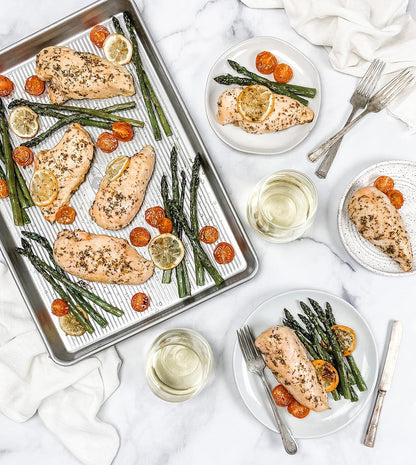 USA Pan Bakeware Half Sheet Pan, Set of 2 Baking Sheets, Aluminized Steel - with Aluminized Steel | Sold by Uncle Wiener's Wholesale