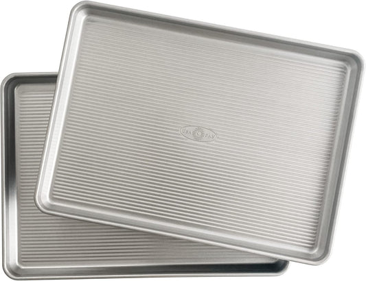 USA Pan Bakeware Half Sheet Pan, Set of 2 Baking Sheets, Aluminized Steel - with Aluminized Steel | Sold by Uncle Wiener's Wholesale
