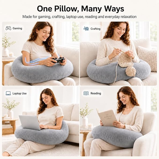 vamorry U-Shaped Gaming Pillow with Arm Supports – Velvet Lap Cushion for Gaming, Reading, Working & Crafts - Home products with | Sold by Uncle Wiener's Wholesale