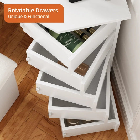 Vanity Table with 3 - Way Mirror, Built - In Outlets, 10 LED Lights & 5 Rotating Drawers – Makeup Desk with Stool – MH24630 - with | Sold by Uncle Wiener's Wholesale