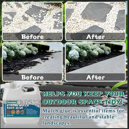 Vereclue Mulch & Gravel Glue 35 oz – Fast-Drying Clear Landscape Rock Binder for Gravel, Mulch, Pebbles & Decorative Stone - Garden & Landscaping with | Sold by Uncle Wiener's Wholesale