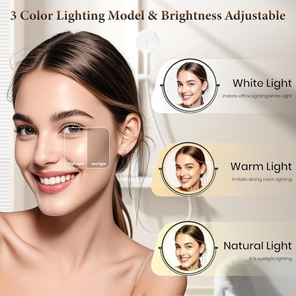 VESAUR 20X Magnifying Makeup Mirror with LED Lights – 9-Inch Wall Mounted Vanity Mirror, 1X/20X Double-Sided, 3-Color Dimmable Lighting, 5000mAh Rechargeable Battery, 360° Swivel - Home decor with | Sold by Uncle Wiener's Wholesale