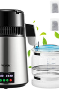 VEVOR 1.1Gal Water Distiller with Glass Carafe – Main Product Image
VEVOR Stainless Steel Distilled Water Machine – Side View
Water Distiller with Timer and Temperature Display

750W Countertop Water Maker with Carbon Pack Accessories
Glass Carafe and Water Distiller – Home and Office Use
VEVOR Distiller Full Package – 1.1Gal Capacity