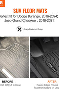 VEVOR 3-piece automotive floor mat set for Dodge Durango and Jeep Grand Cherokee
All-weather black TPE floor liners with raised edges
Custom fit floor mats – laser scanned for SUV interiors
Non-slip waterproof floor mats for Jeep and Dodge SUVs