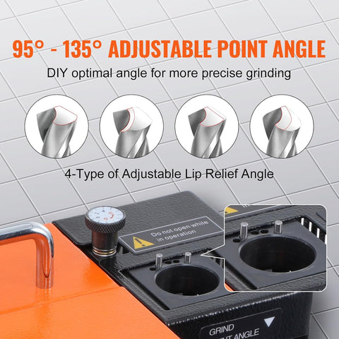 VEVOR Drill Bits Sharpener, 3 - 13mm Drill Bits Grinder Sharpener, Lip Relief Angle & 95° - 135° Point Angle Adjustable Drill Bit Re - Sharpener, Portable Sharpening Machine with 11 Collets, CBN & SDC Wheel - with | Sold by Uncle Wiener's Wholesale