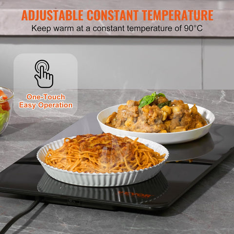 VEVOR Electric Heater Tray, 16.5" x 11" Tempered Glass Portable Heating Tray with Temperature Control (65 - 90°C), Perfect for Dinner, Catering, Home, Party, Event, Entertainment - with | Sold by Uncle Wiener's Wholesale