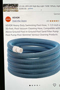 VEVOR 30-foot heavy-duty pool vacuum hose rolled
Threaded end of pool hose for filter or skimmer connection
Flexible blue pool hose for vacuum and draining
1.5 inch inner diameter VEVOR pool hose EVA PE
Durable pool cleaning hose with tangle-free design
