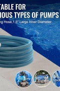 VEVOR 30-foot heavy-duty pool vacuum hose rolled
Threaded end of pool hose for filter or skimmer connection
Flexible blue pool hose for vacuum and draining
1.5 inch inner diameter VEVOR pool hose EVA PE
Durable pool cleaning hose with tangle-free design
