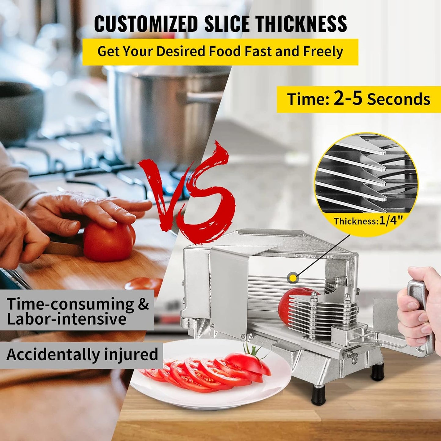 VEVOR Heavy Duty Tomato Cutter, Non - slip Manual Slicer Machine, for Tomatoes, Cucumbers, Bananas. Model: AY450 - 3 - with Silver | Sold by Uncle Wiener's Wholesale
