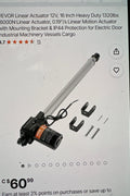 VEVOR 12V linear actuator with 16-inch stroke and 1320 lbs force
Heavy-duty 6000N electric actuator with mounting brackets
Industrial grade linear motion actuator for automation
VEVOR linear actuator for electric doors and lifts
IP44 waterproof VEVOR linear actuator 12V system