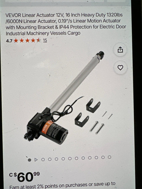 VEVOR 12V linear actuator with 16-inch stroke and 1320 lbs force
Heavy-duty 6000N electric actuator with mounting brackets
Industrial grade linear motion actuator for automation
VEVOR linear actuator for electric doors and lifts
IP44 waterproof VEVOR linear actuator 12V system