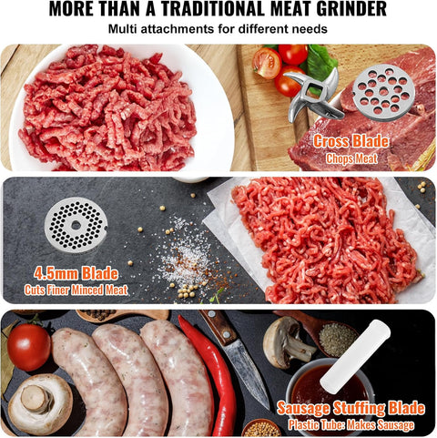 VEVOR Meat Grinder, 0.75 HP 650W, 2,7kg/Min Electric Meat Grinders with Blade, Grinding Plate, Sausage Maker, Stainless Steel Commercial Meat Mincer for Kitchen Restaurant Butcher Store, ETL Listed - with | Sold by Uncle Wiener's Wholesale