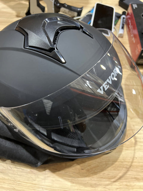 VEVOR Motorcycle Helmet, Full Face, Smart Street ABS & High Density Helmet with Bluetooth Slot & Interchangeable Lens, DOT Approved Comfortable Motocross Helmet, Fit for Youth & Adults. Size M. Tiny scratches - with | Sold by Uncle Wiener's Wholesale