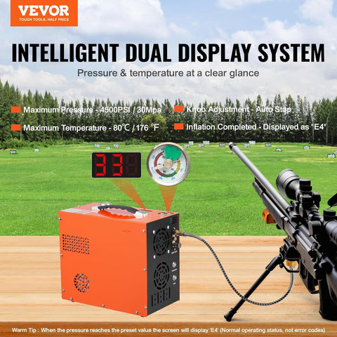 VEVOR PCP Air Compressor, 4500PSI/30Mpa Portable PCP Airgun Compressor - Built - in Water and Fan Cooling System, Auto - Stop | DC12V/AC120V Paintball Tank Compressor for Air Rifle, Scuba Diving Bottle - with | Sold by Uncle Wiener's Wholesale