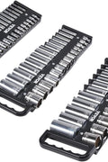 VEVOR Portable Socket Organizer Tray, 3 - Piece Metric & SAE Socket Organizer Set, 1/4'', 3/8'' and 1/2'' Heavy - Duty Socket Holder with Handle & Magnetic Base for Tool Box Drawer, Hold up to 76 Sockets - with | Sold by Uncle Wiener's Wholesale