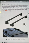 VEVOR roof rack crossbars for Jeep Grand Cherokee 2011 to 2021 with grooved rails
Black aluminum cross bars for rooftop cargo, kayak, luggage transport
Easy-install Jeep Grand Cherokee roof rack bars with locking system
Side view of mounted aerodynamic roof rack for Cherokee models