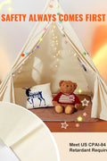 VEVOR Kids Teepee Tent with plush decorative balls and mat, indoor playroom setup for toddlers