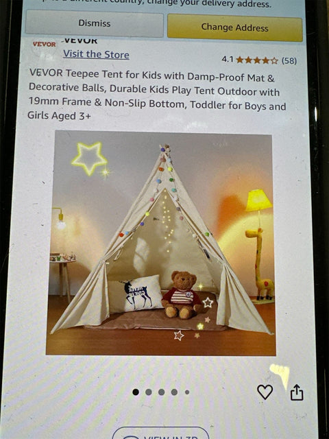 VEVOR Kids Teepee Tent with plush decorative balls and mat, indoor playroom setup for toddlers