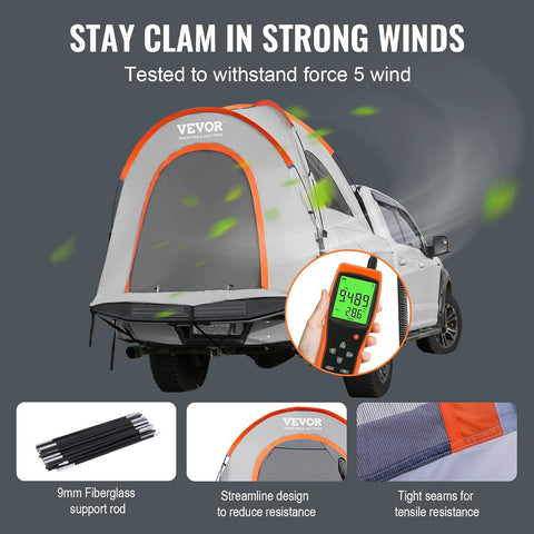 VEVOR Truck Bed Tent, 6.4' - 6.7' Pickup Truck Tent with Rain Layer and Carry Bag, Waterproof PU2000mm Double Layer Truck Tent, Accommodate 2 - 3 Person, for Camping Traveling Outdoor Activities - with | Sold by Uncle Wiener's Wholesale