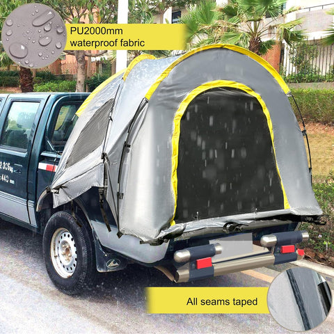 VEVOR Truck Tent 6.4 - 6.7 ft,Pickup Tent for Full Size Truck, Waterproof Truck Camper, 2 - Person Sleeping Capacity, 2 Mesh Windows, Easy to Setup Truck Tents for Camping, Hiking, Fishing - with Silver | Sold by Uncle Wiener's Wholesale