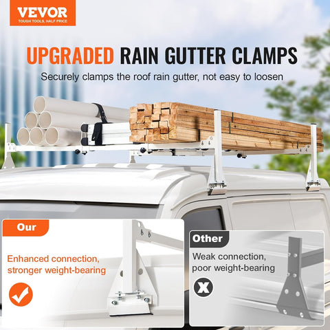 VEVOR Van Roof Ladder Racks, 59" Adjustable Van Racks, 600 lbs Capacity Heavy - Duty Steel Roof Racks for Van, Drilling Rack for Chevrolet Express 1500 2500 3500/ Ford E150 E250 E350/ GMC Savana, 2 Bars - with | Sold by Uncle Wiener's Wholesale