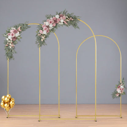 VEVOR gold wedding arch backdrop stand set of 3 sizes with crossbar base and carry case – perfect for weddings and events