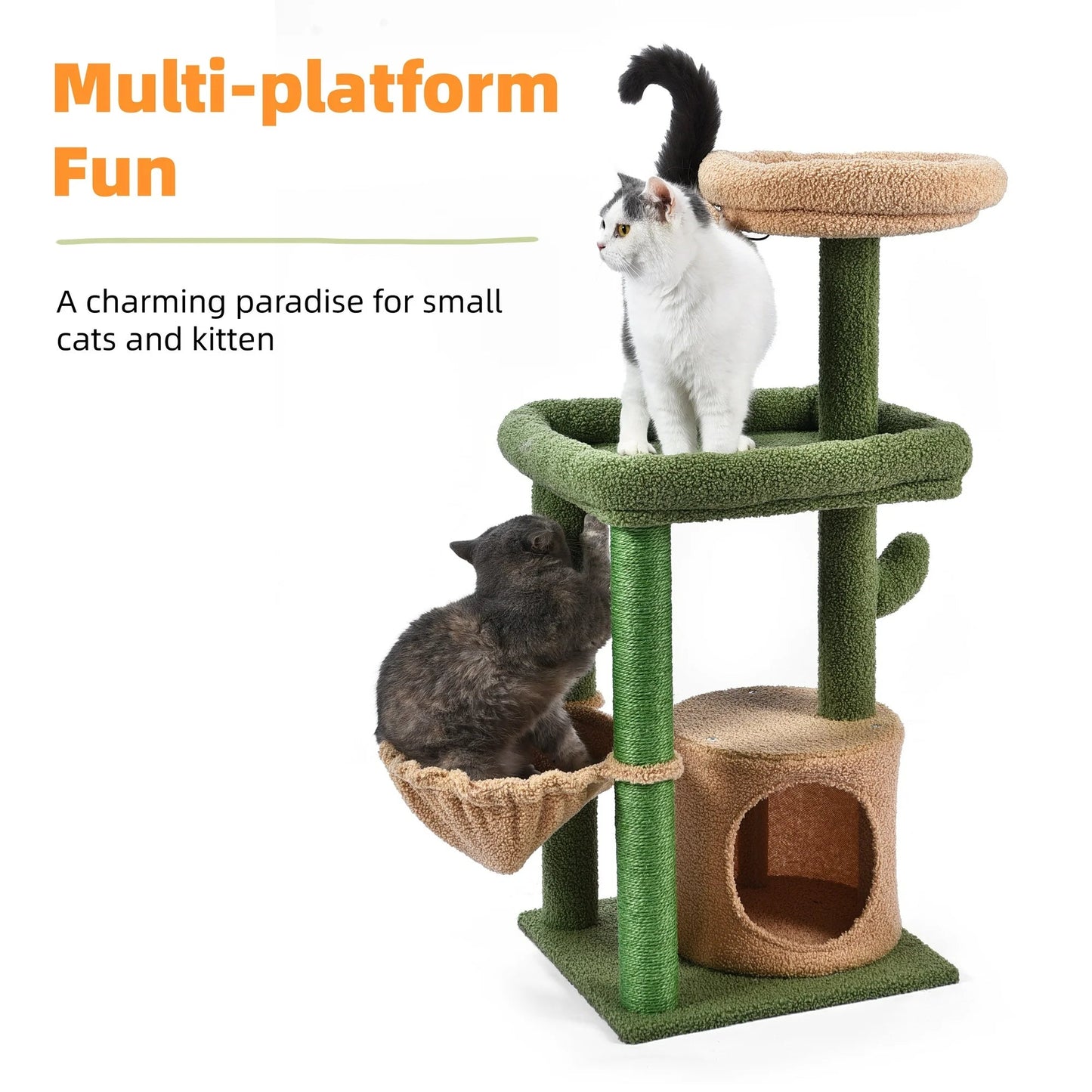Vibrant Life 40" Cactus Cat Scratching Post with Toy Ball – Green Cat Tree 194346255764 - with | Sold by Uncle Wiener's Wholesale