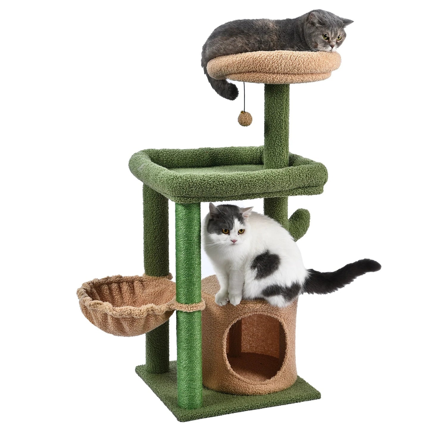 Vibrant Life 40" Cactus Cat Scratching Post with Toy Ball – Green Cat Tree 194346255764 - with | Sold by Uncle Wiener's Wholesale