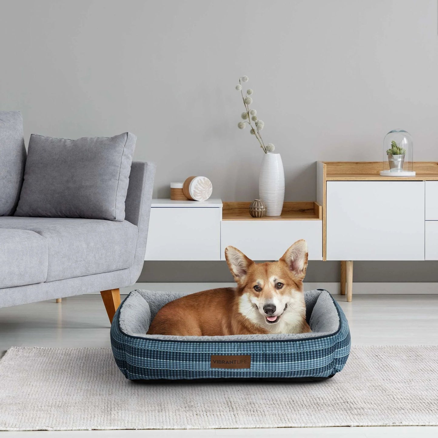 Vibrant Life Medium Lounger Dog Bed – Blue 27" x 20" Pet Bed 194346194261 - with | Sold by Uncle Wiener's Wholesale