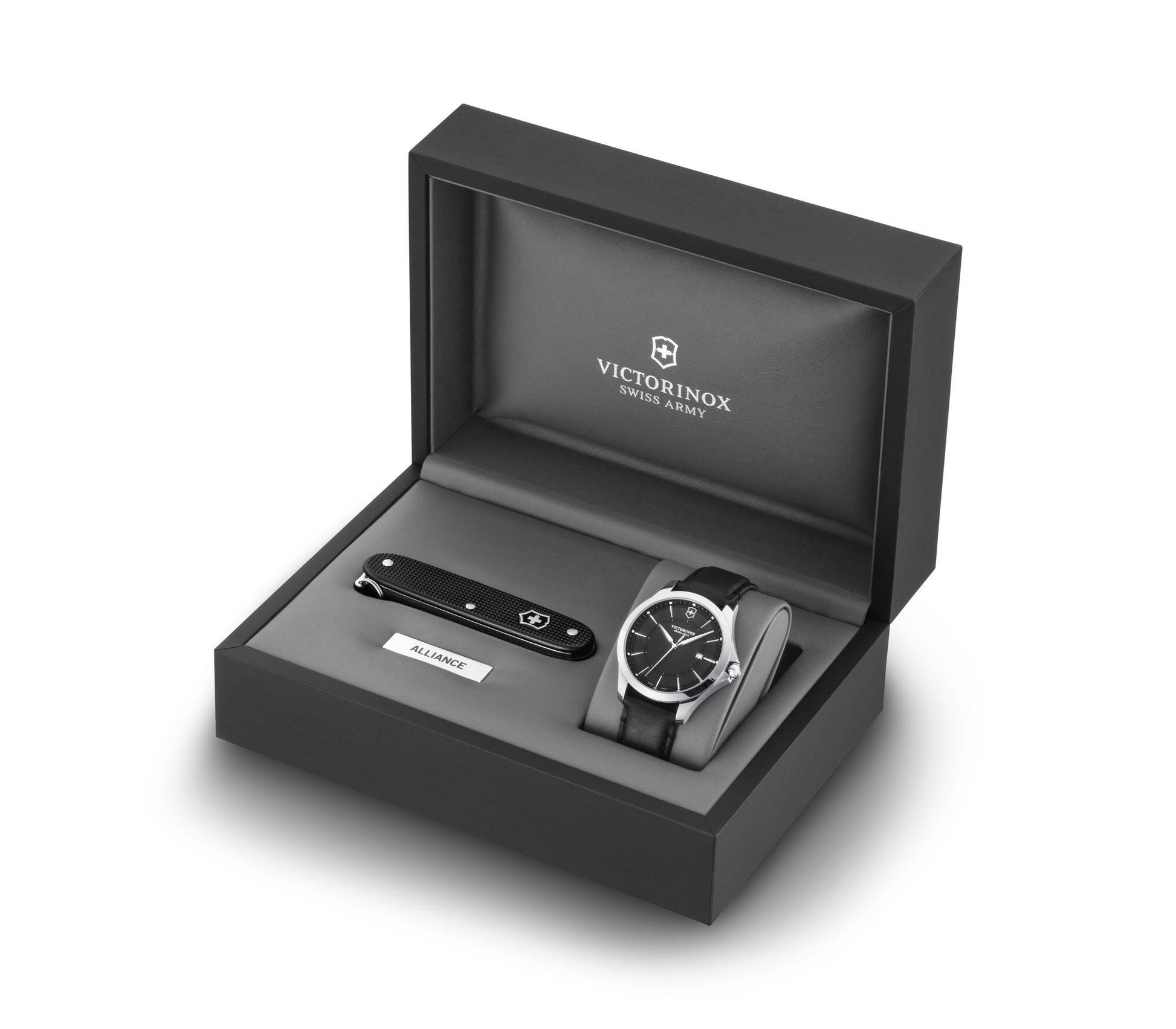 Victorinox Alliance 241904.1 Swiss Made Quartz Watch 40mm Black Dial Black Leather Strap - with | Sold by Uncle Wiener's Wholesale